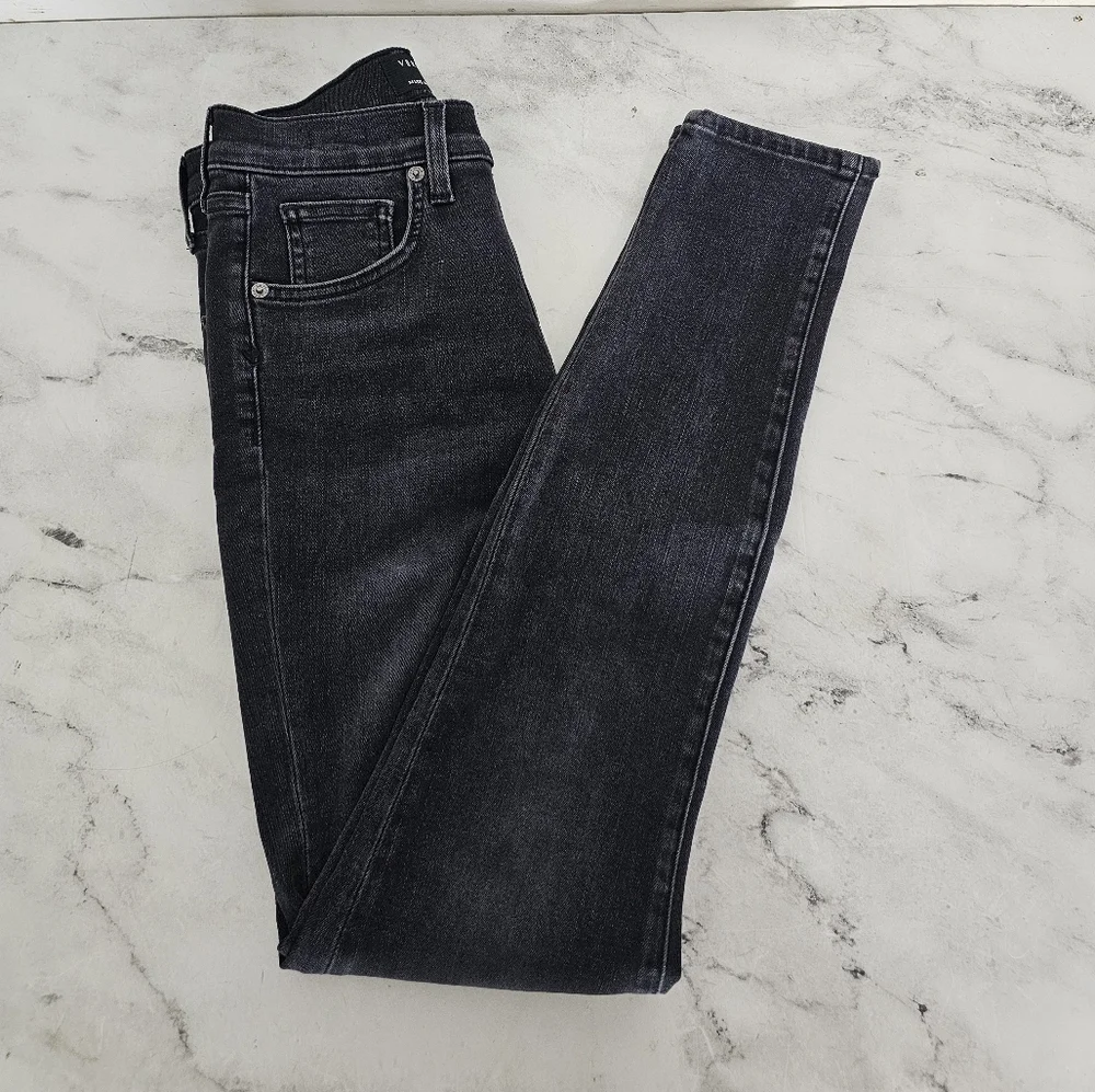 Veronica Beard Debbie Ankle Skinny High Rise  Black Gray Jeans 27 Preowned‎